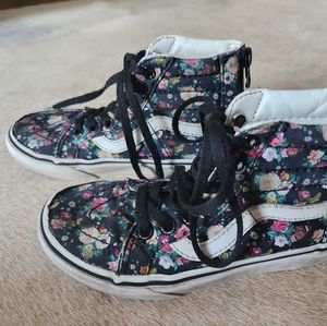 Vans Zipper High Top Sneakers Flowers